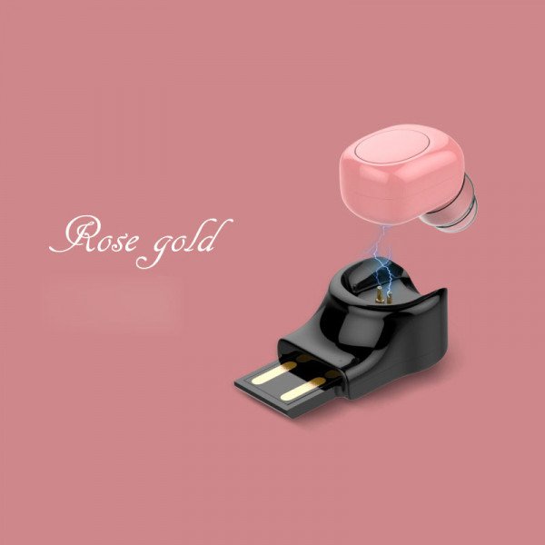 Wholesale Mini Size Bluetooth Headset Earbuds with Magnetic USB Charger X11 (Rose Gold)